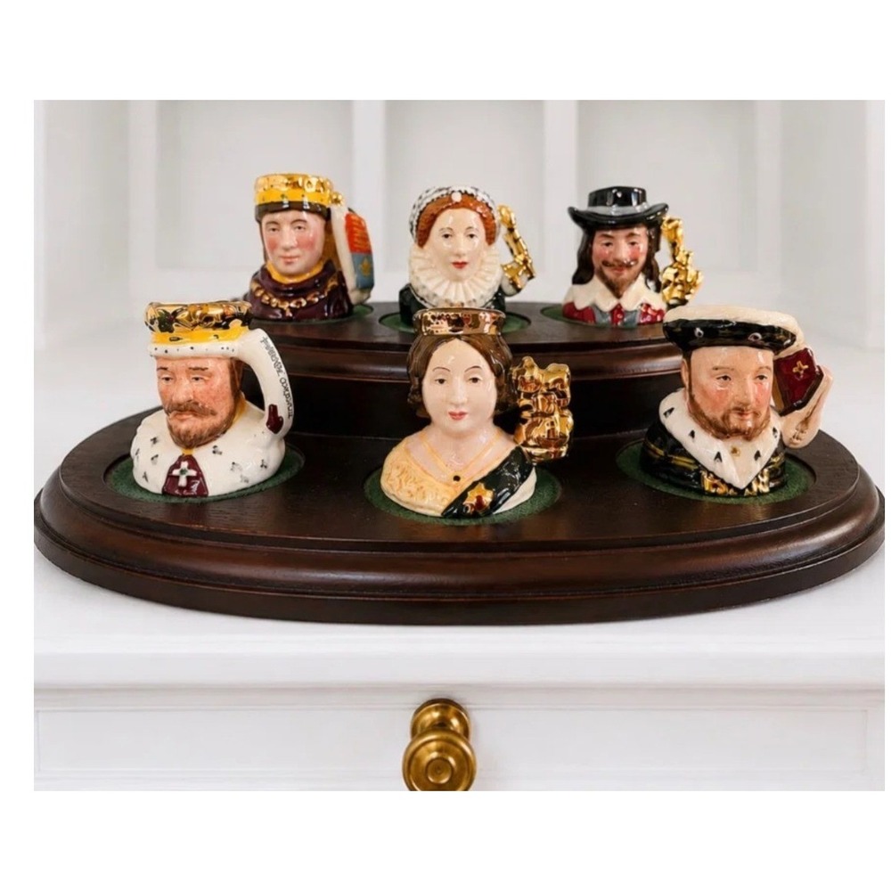Royal Doulton Kings and Queens of England Miniature Character Jugs Set of 6 Base